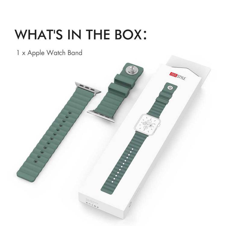 AhaStyle Rugged Design Premium Silicone Watch Band 44mm, Comfortable Silicone Breathable Replacement Wrist Band Strap Compatible for Apple Watch Series 5/4/3/2/1