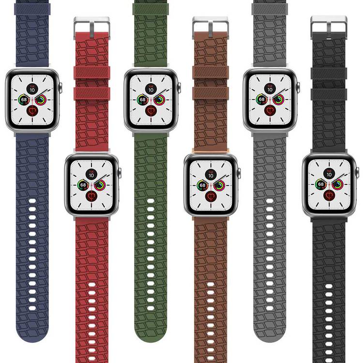 AhaStyle Tire Texture Premium Silicone Watch Band Compatible for Apple Watch 44mm, Premium Soft Silicone, Comfortable and Durable to Wear, Design with Groove Keep Arm Breathable