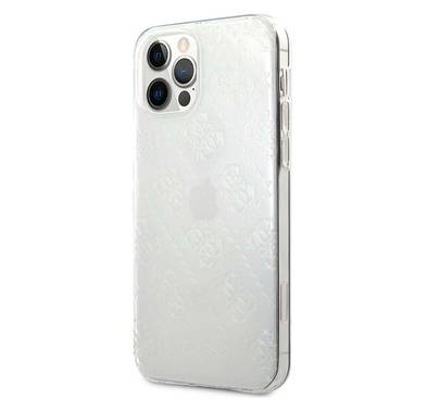 CG Mobile Guess PC/TPU 4G Pattern Hard Case Compatible for iPhone 12 / 12 Pro (6.1") Shock & Scratch Resistant, Easy Access to All Ports, Drop Protection Back Cover - Transparent