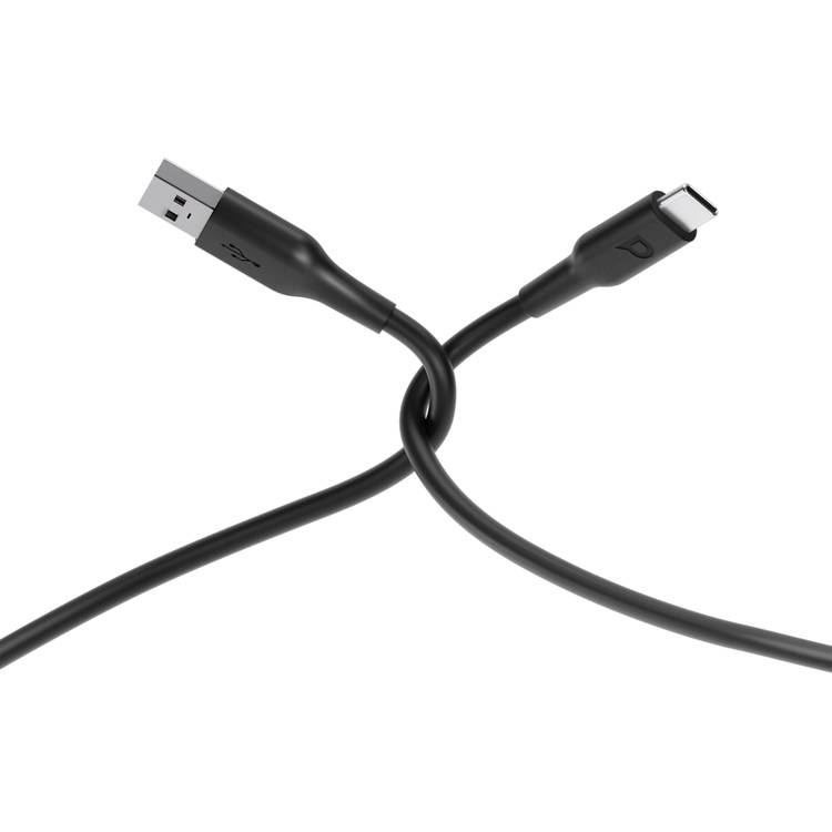 Powerology TPE USB-A to Type-C Charging Cable with Fast Charging & Data Transfer, Universal Compatibility, 3A Charging Current, TPE Material, More than 30000 Bends - Black