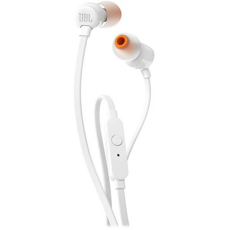 JBL T110 Wired Universal In-Ear Headphones, 6 Hours Battery Life, 2 Hours of Charging Time, Anti-Tangle Design - White