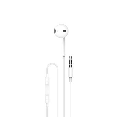 Porodo Soundtec  Mono Earphone with 3.5mm Aux Connector, 3-Button Controls, Tangle-Free Cable, ABS Material - White