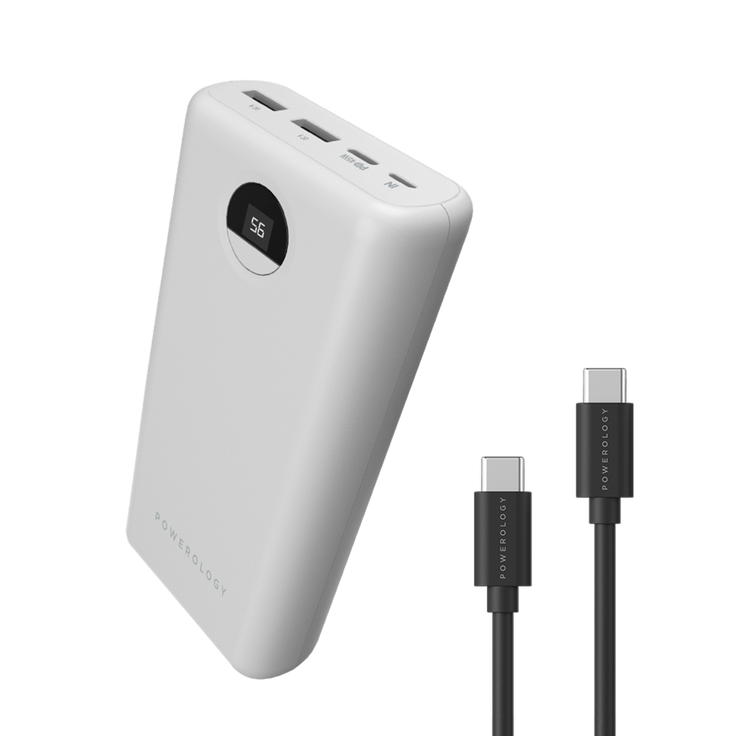 Powerology 30000mAh PD 45W Fast Charging Power Bank with 9M Cable
