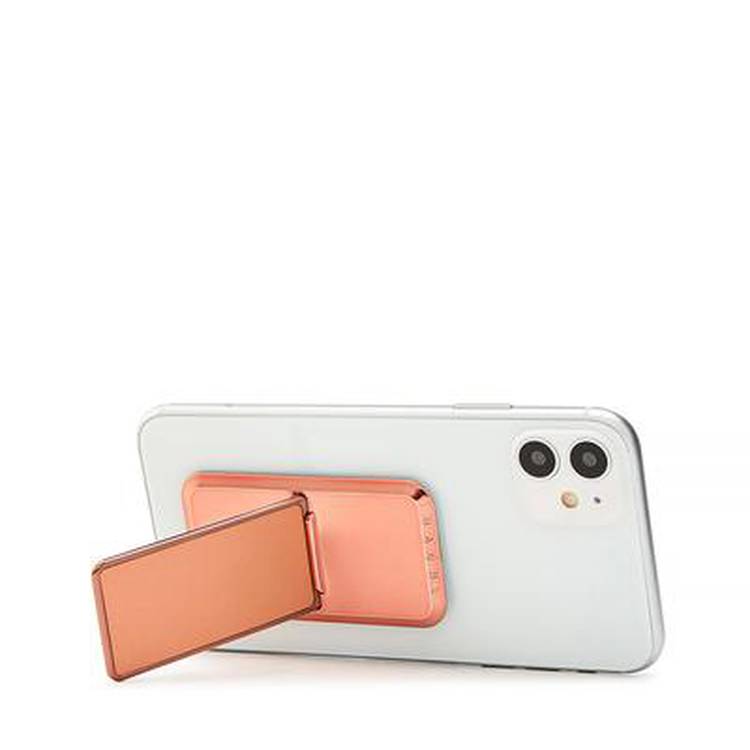 Handl Solid Mobile Stand Phone Grip, Pairs with Any Smart Phone, Multi-functional Kickstand, Compatible with Wireless Charging, Phone grip and Stand - Rose Gold