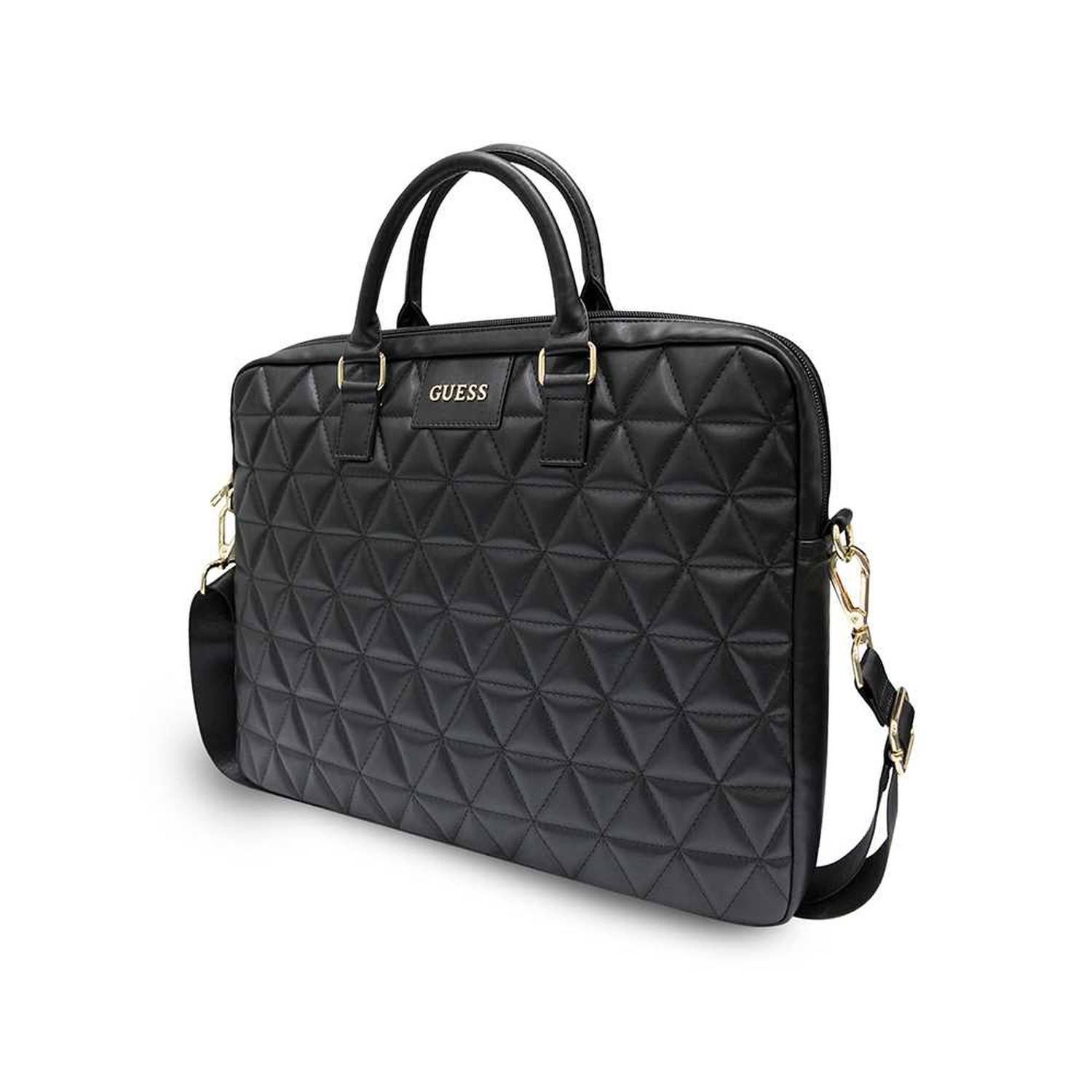 CG Mobile Guess PU Quilted Computer Bag 15 with Adjustable Shoulder Strap Compatible for MacBook S GUCB15QLBK