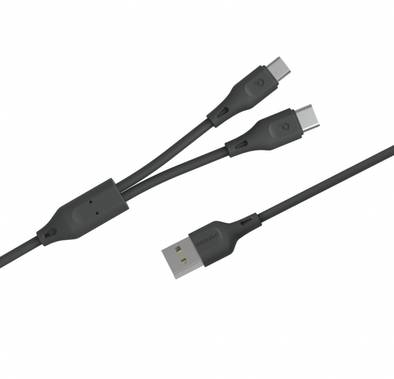 Porodo PVC 2 in 1 Cable 1.2M - Black