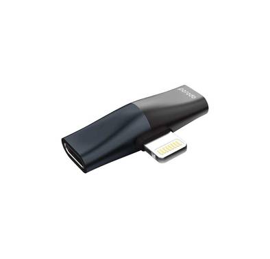 Porodo PD-LLDONG-BK Dual Adapter Lightning Splitter Adapter With Dual Ports For iPhone, lightweight and portable - Black
