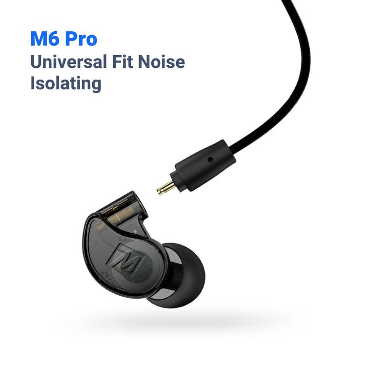  MEE audio M6 PRO In Ear Monitor Headphones for Musicians, 2nd  Gen Model With Upgraded Sound, Memory Wire Earhooks & Replaceable Cables,  Noise Isolating Professional Earbuds, 2 Cords Included (Black) 