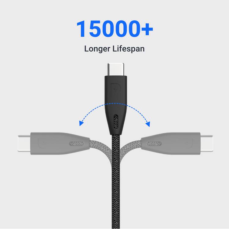  Powerology Braided USB-C to USB-C Cable - 2m / 6.6ft - Black - 2M