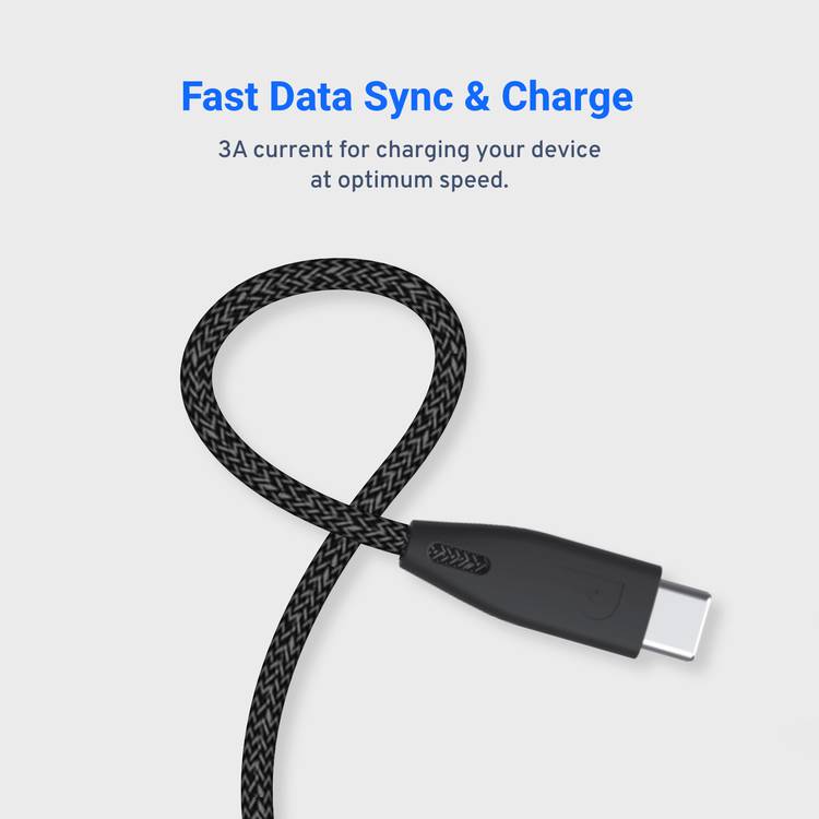  Powerology Braided USB-C to USB-C Cable - 2m / 6.6ft - Black - 2M