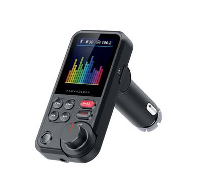 Powerology Bluetooth FM Transmitter Pro PCCSR003 Car Charger Fast Charging 18W - Black