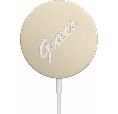 Guess Magnetic Wireless Charger, Magsafe Charger 15W Vintage Logo, Fast Charging Wireless Pad Compatible with iPhone 12/12 Mini/12 Pro/12 Pro Max/AirPods 2/Pro Gold