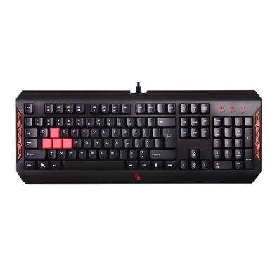 Bloody Blazing Gaming Keyboard, Anti-Slippery Lift, Convex Silicon Keys, Double Secured Water-Resistant, Multimedia Hot-Key, 5 Levels LED Brightness - Black
