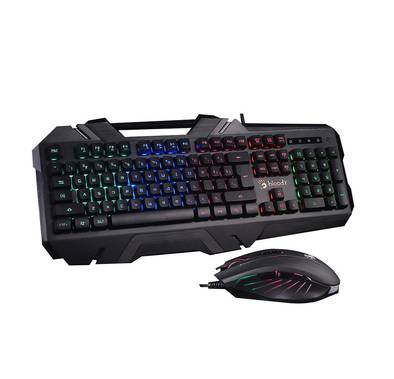 Bloody Illuminate Gaming Desktop, Revolutionary Anti-Ghosting, LED Backlighting, Anti-Slippery Keyboard Lift, Ergonomic Wrist Rest - Black