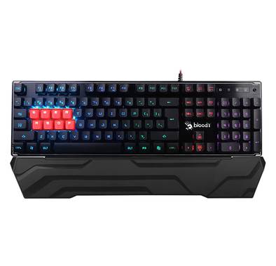 Bloody Mechanical Gaming Keyboard, USB Wired Game Keyboard, Rainbow backlight conflict, Brown Switches, RGB Color - Black