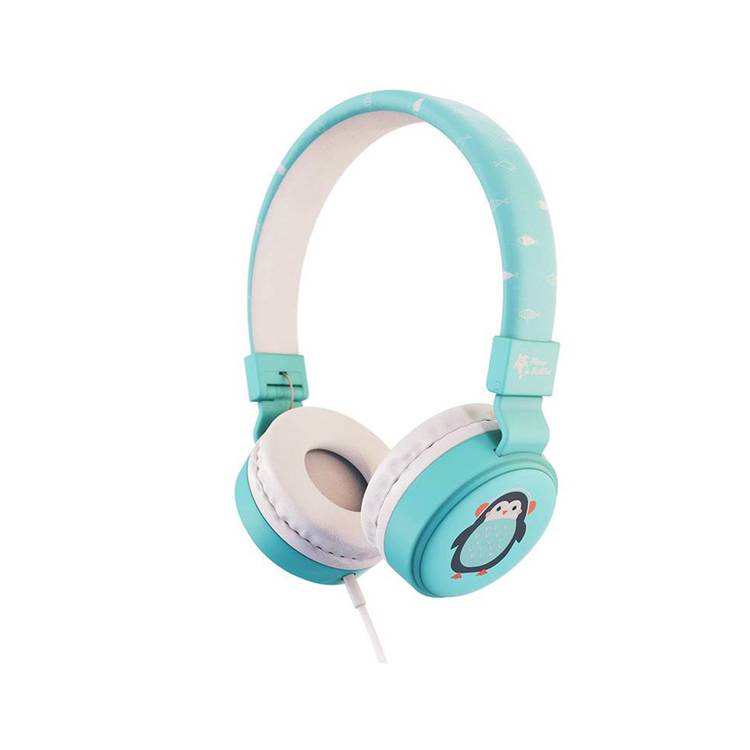 Planet Buddies Kids Wired Headphones, 85dB Volume Limited, Over Ear Foldable Headphones for Travel, School, Adjustable Headband Suitable for Children (Penguin) - Light Blue