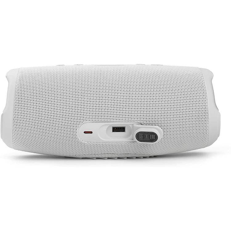JBL Charge 5 Portable Waterproof Bluetooth Speaker with JBL Original Pro Sound, Wireless Streaming via Bluetooth, 20 Hours Battery Life, Built-in Power Bank, Rechargeable Battery - White