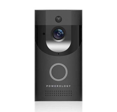 Powerology Smart Doorbell 166 Degree Wide Angle Video Night Vision - Black