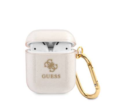 Guess Glitter Case for AirPods 1&2 Generation with Accurate Cutouts, Easy Snap-on, Drop Protection, TPU Material, Lightweight - Gold