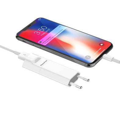 PhotoFast PhotoCube for iOS, backup your iPhone to Micro SD memory card automatically whilst it charges, White