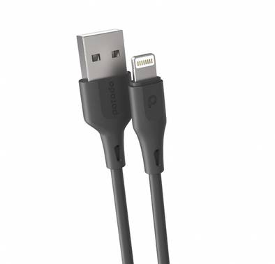 Porodo New TPE / PVC Lightning Cable 2.4A, Over-Current Protection, Durable Fast Charge & Data Cable, Safe & Reliable Cord Compatible for Lightning Devices - Black - 2 M