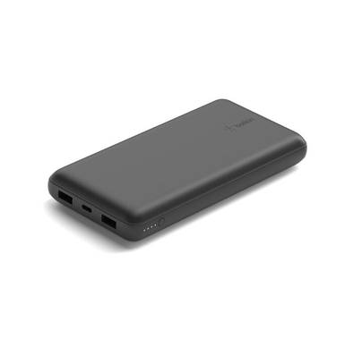Belkin Boost Charge 20000mAh Portable Power Bank with USB-C to USB-C Cable Included, 12W USB-A Output, LED Light Indicators, 15W USB-C Output - Black