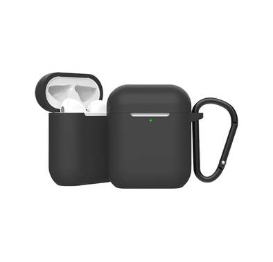 Green Lion Berlin Series Silicone Case for Airpods 1 & 2, Metal Carabiner Included, Anti-Scratch, Water-Resistance, Slim & Lightweight - Black