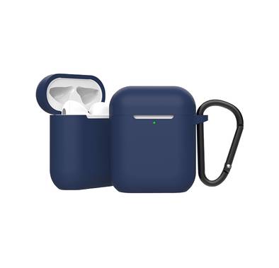 Green Lion Berlin Series Silicone Case for Airpods 1 & 2, Metal Carabiner Included, Anti-Scratch, Water-Resistance, Slim & Lightweight - Blue