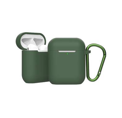 Green Lion Berlin Series Silicone Case for Airpods 1 & 2, Metal Carabiner Included, Anti-Scratch, Water-Resistance, Slim & Lightweight - Green