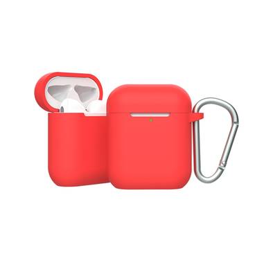 Green Lion Berlin Series Silicone Case for Airpods 1 & 2, Metal Carabiner Included, Anti-Scratch, Water-Resistance, Slim & Lightweight - Red