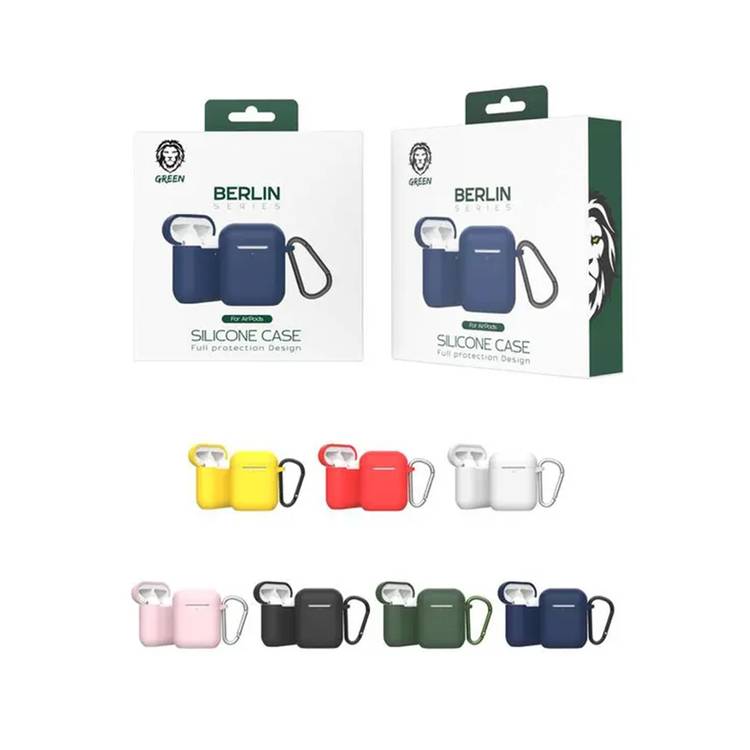 Green Lion Berlin Series Silicone Case for Airpods 1 & 2, Metal Carabiner Included, Anti-Scratch, Water-Resistance, Slim & Lightweight - Red