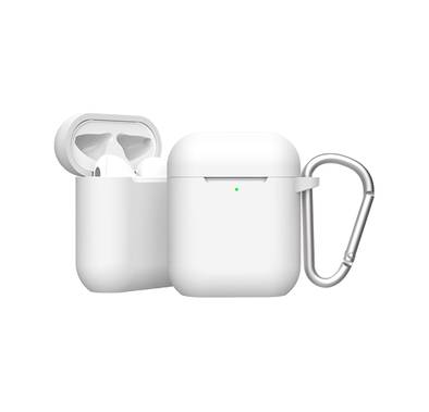 Green Lion Berlin Series Silicone Case for Airpods 1 & 2, Metal Carabiner Included, Anti-Scratch, Water-Resistance, Slim & Lightweight - White