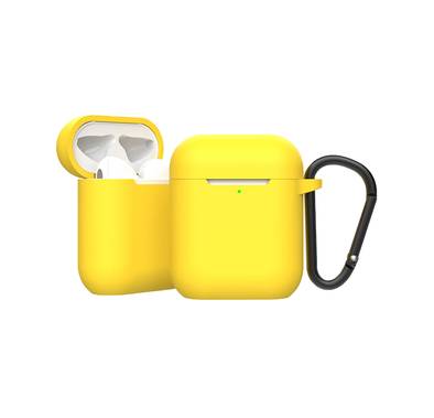 Green Lion Berlin Series Silicone Case for Airpods 1 & 2, Metal Carabiner Included, Anti-Scratch, Water-Resistance, Slim & Lightweight - Yellow