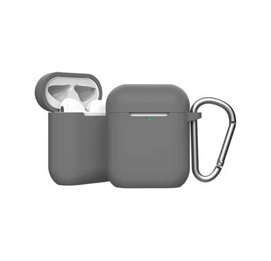 Green Lion Berlin Series Silicone Case for Airpods 1 & 2, Metal Carabiner Included, Anti-Scratch, Water-Resistance, Slim & Lightweight - Gray