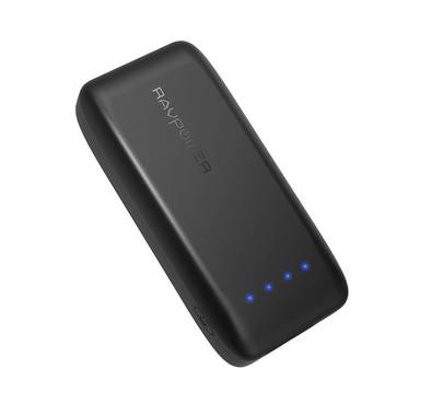 RAVPower 6700mAh Power Bank with iSmart Technology 2.0, Built-in LED Battery Indicators, Palm-Sized Design, 2A Micro-USB Input & 2.4A USB-A Output - Black
