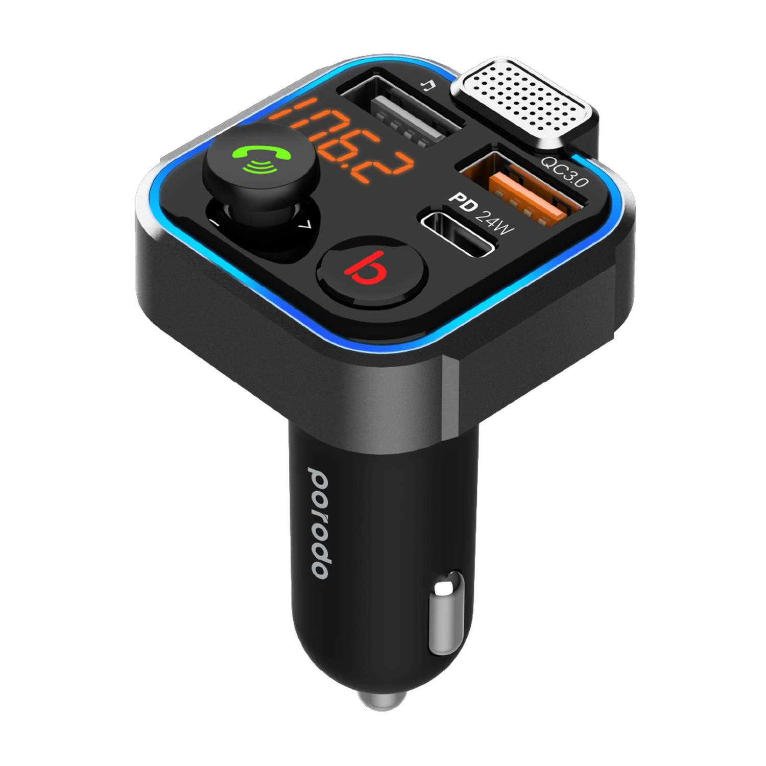 Porodo 24W QC 0 Smart Car Charger with FM Transmitter