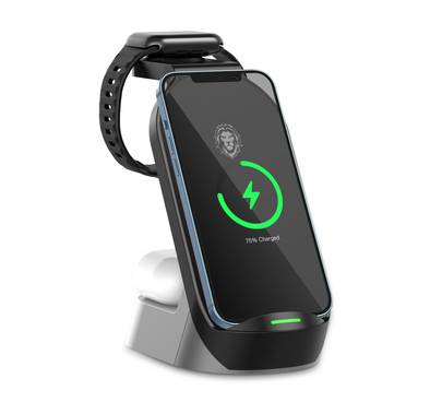 Green Lion 4 in 1 Fast Wireless Charger 15W - Black