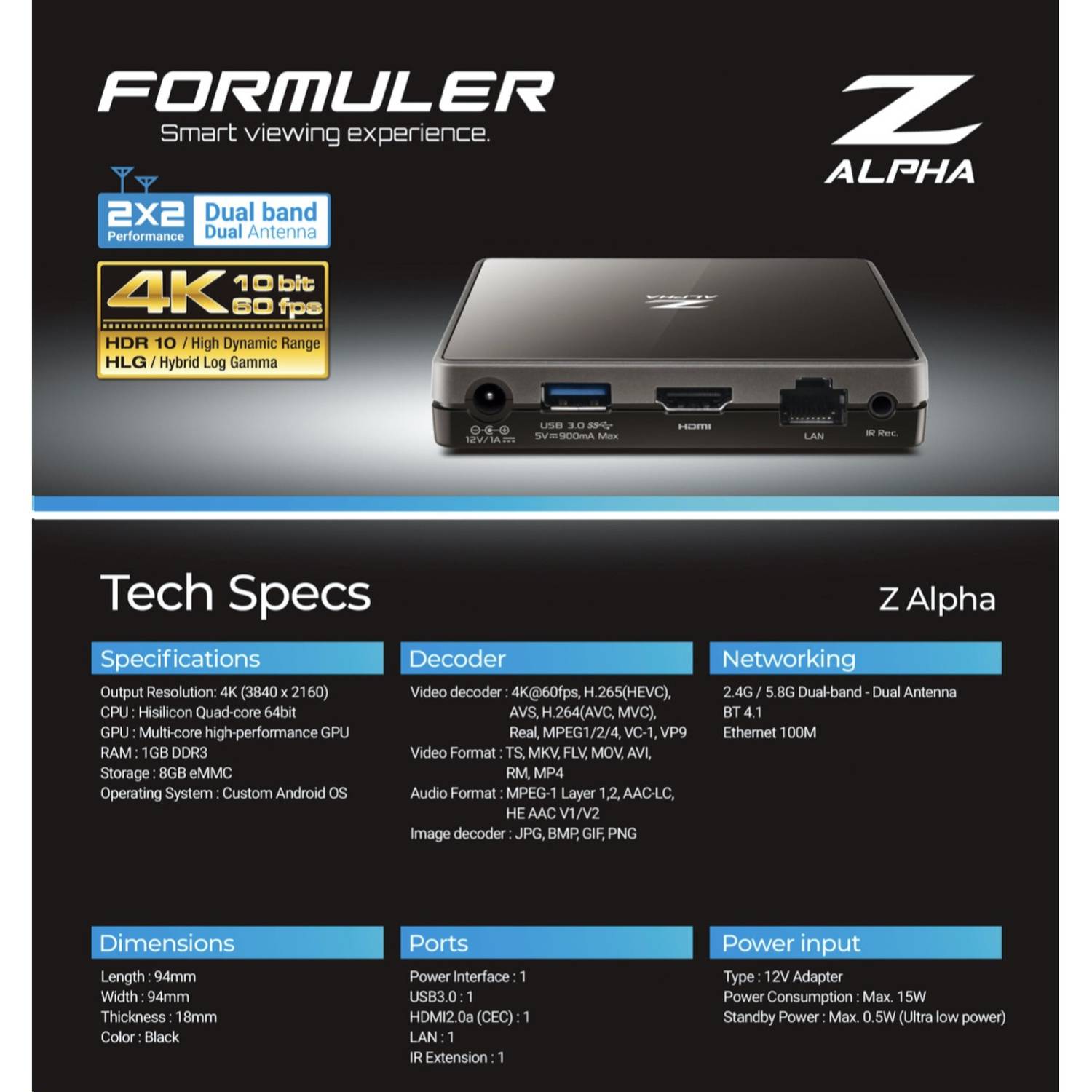 FORMULER Z Alpha Dual Band 5G 4K - Free Shipping