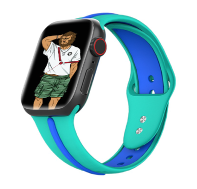 Green Lion Tanoshi Watch Strap, Fit & Comfortable Replacement Wrist Band, Adjustable Straps Compatible for Apple Watch 38/40mm - Ice Blue / Blue