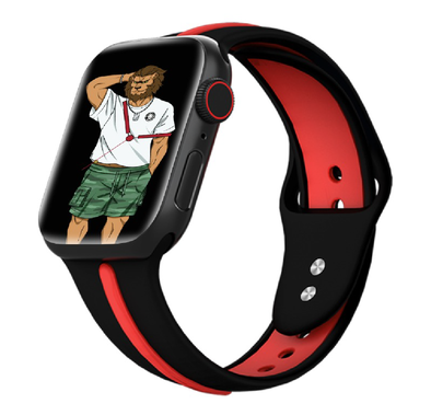 Green Lion Tanoshi Watch Strap, Fit & Comfortable Replacement Wrist Band, Adjustable Straps Compatible for Apple Watch 38/40mm - Black / Red