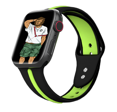 Green Lion Tanoshi Watch Strap, Fit & Comfortable Replacement Wrist Band, Adjustable Straps Compatible for Apple Watch 38/40mm - Black / Green Lion