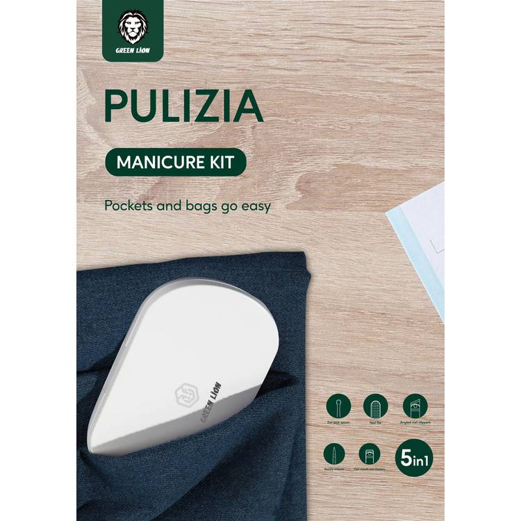 Green Pulizia 5 in 1 Portable Manicure Kit, Toenail Manicure