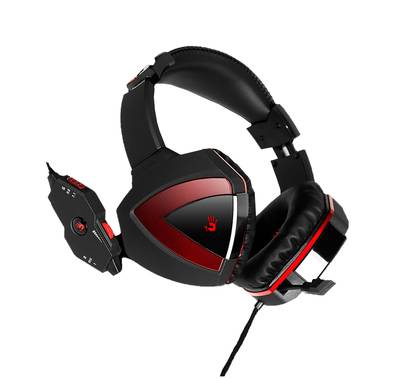 Bloody Radar 360 Gaming Headphone with 7.1 Stereo Mode, 100dB Headset Sensitivity, 3 Sound Personalization Modes, Retractable & Adjustable Microphone - Black / Red