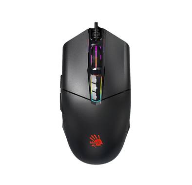 Bloody P91 Pro RGB Gaming Mouse with Dual-Injection Rubber Wheel, Adjustable Resolution Up to 16000CPI, 1 Millisecond Key Response Time, Macro Setting - Black