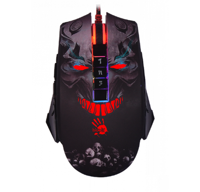 Bloody RGB Animation Gaming Mouse, Light Strike Technology, BC3332-S Gaming Engine, Adjustable 8000 CPI, Metal X'Glide Armor Boot, 6 Sniper Modes - Black