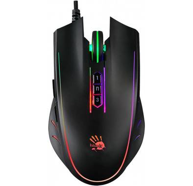 Bloody P81s Activated Starlight USB RGB Light Strike Gaming Mouse, BC3332-S Gaming Engine, 6 Sniper Modes, Adjustable X/Y Axis, 2000 Hz Report Rate - Black
