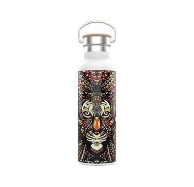 Green Lion Portable Pattern Water Bottle with 600mL Capacity, Stainless Steel Material, Up to 6 Hours Hot & Cold Insulation, Easy To Carry & Clean, High Durability - Lion