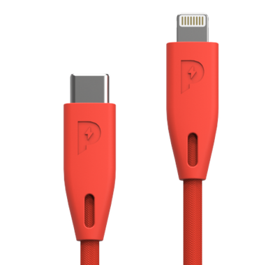 Powerology Fast Charging Cable, [MFi Certified] USB C to Lightning Braided Fast PD Charge 1.2 meter / 4 feet with iPhone 12 Pro Max/12 Mini/12, 11 Pro Max/11 Pro/11, XS Max/XS/XR/X, 8 Plus/8 (Red)