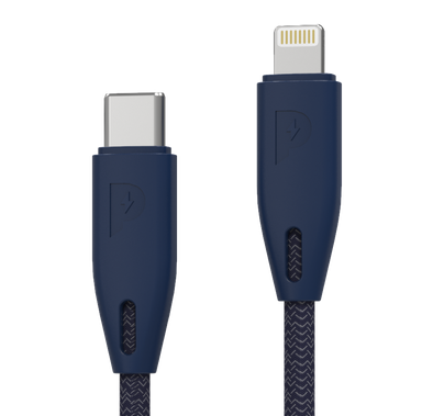 Powerology Fast Charging Cable, [MFi Certified] USB C to Lightning Braided Fast PD Charge 2 meter / 6.6 feet with iPhone 12 Pro Max/12 Mini/12, 11 Pro Max/11 Pro/11, XS Max/XS/XR/X, 8 Plus/8 (Blue)
