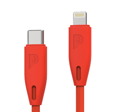 Powerology Fast Charging Cable, [MFi Certified] USB C to Lightning Braided Fast PD Charge 2 meter / 6.6 feet with iPhone 12 Pro Max/12 Mini/12, 11 Pro Max/11 Pro/11, XS Max/XS/XR/X, 8 Plus/8 (Red)
